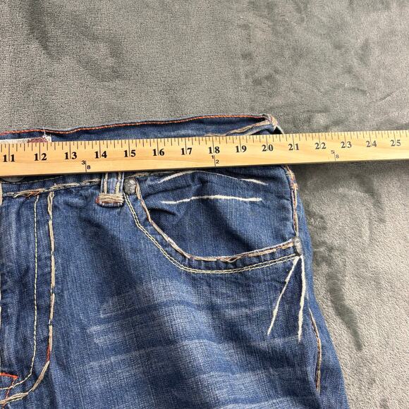VTG Laguna Beach Jeans Men 40 Y2K Wide Leg White Stitch Streetwear Skull Blue - Picture 6 of 11